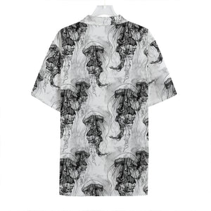 Black And White Jellyfish Pattern Print Hawaiian Shirt