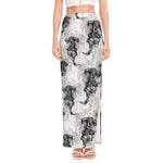Black And White Jellyfish Pattern Print High Slit Maxi Skirt