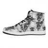 Black And White Jellyfish Pattern Print High Top Leather Sneakers