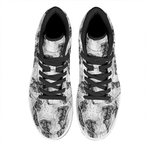 Black And White Jellyfish Pattern Print High Top Leather Sneakers