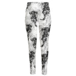 Black And White Jellyfish Pattern Print High-Waisted Pocket Leggings