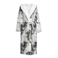 Black And White Jellyfish Pattern Print Hooded Bathrobe