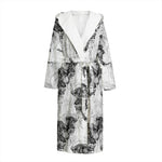 Black And White Jellyfish Pattern Print Hooded Bathrobe