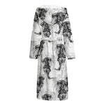 Black And White Jellyfish Pattern Print Hooded Bathrobe