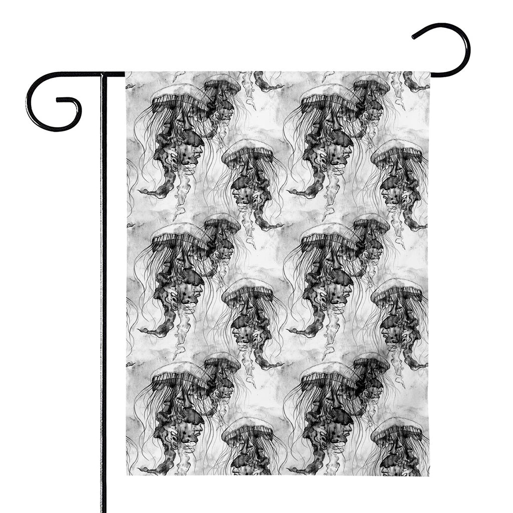 Black And White Jellyfish Pattern Print House Flag