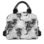 Black And White Jellyfish Pattern Print Insulated Lunch Bag