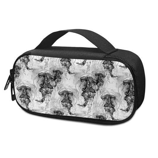 Black And White Jellyfish Pattern Print Insulin Cooler Travel Case