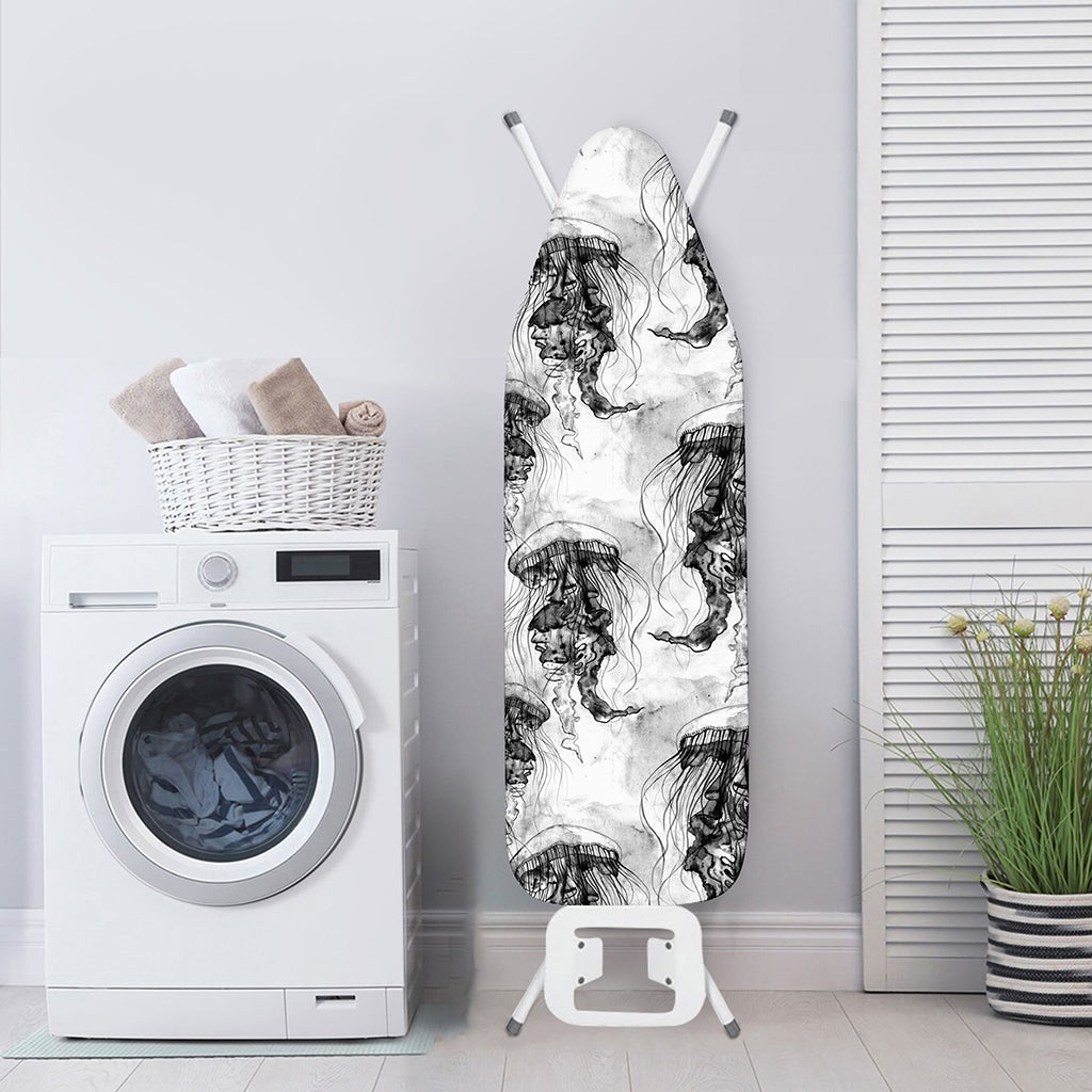 Black And White Jellyfish Pattern Print Ironing Board Cover