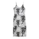 Black And White Jellyfish Pattern Print Jersey Midi Cami Dress