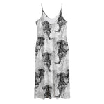 Black And White Jellyfish Pattern Print Jersey Midi Cami Dress