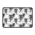 Black And White Jellyfish Pattern Print Kitchen Mat