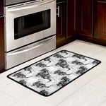 Black And White Jellyfish Pattern Print Kitchen Mat