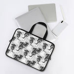 Black And White Jellyfish Pattern Print Laptop Sleeve With Handle