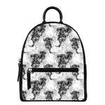 Black And White Jellyfish Pattern Print Leather Backpack
