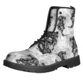 Black And White Jellyfish Pattern Print Lace-Up Boots