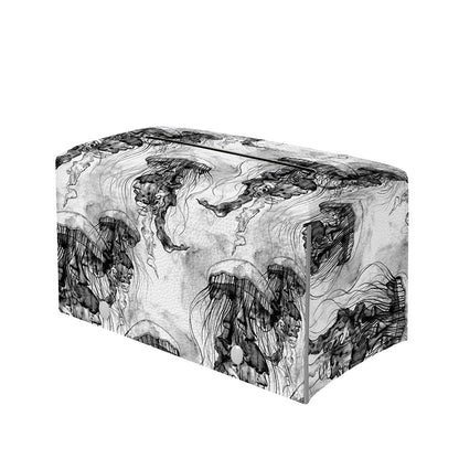 Black And White Jellyfish Pattern Print Leather Tissue Box Cover