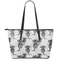 Black And White Jellyfish Pattern Print Leather Tote Bag With Zipper