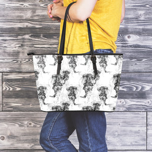 Black And White Jellyfish Pattern Print Leather Tote Bag