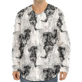 Black And White Jellyfish Pattern Print Long Sleeve Baseball Jersey