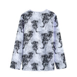 Black And White Jellyfish Pattern Print Long Sleeve Short Coat