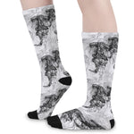 Black And White Jellyfish Pattern Print Long Socks