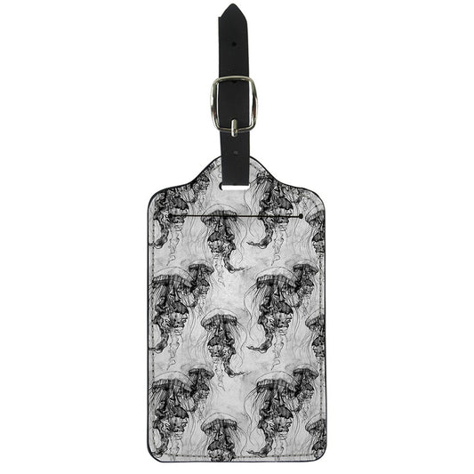 Black And White Jellyfish Pattern Print Luggage Tag