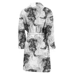 Black And White Jellyfish Pattern Print Men's Bathrobe