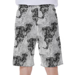 Black And White Jellyfish Pattern Print Men's Beach Shorts