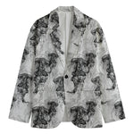 Black And White Jellyfish Pattern Print Men's Blazer