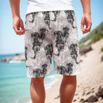 Black And White Jellyfish Pattern Print Men's Cargo Shorts