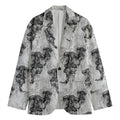 Black And White Jellyfish Pattern Print Men's Cotton Blazer