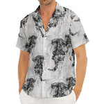 Black And White Jellyfish Pattern Print Men's Deep V-Neck Shirt