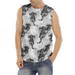 Black And White Jellyfish Pattern Print Men's Fitness Tank Top