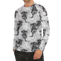 Black And White Jellyfish Pattern Print Men's Long Sleeve Rash Guard