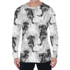 Black And White Jellyfish Pattern Print Men's Long Sleeve T-Shirt