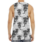Black And White Jellyfish Pattern Print Men's Muscle Tank Top