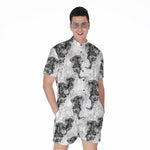 Black And White Jellyfish Pattern Print Men's Rompers
