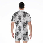 Black And White Jellyfish Pattern Print Men's Rompers