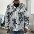 Black And White Jellyfish Pattern Print Men's Shirt Jacket