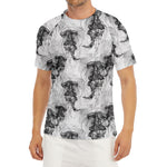 Black And White Jellyfish Pattern Print Men's Short Sleeve Rash Guard