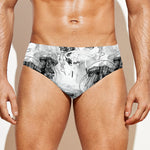 Black And White Jellyfish Pattern Print Men's Swim Briefs