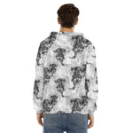 Black And White Jellyfish Pattern Print Men's Velvet Pullover Hoodie