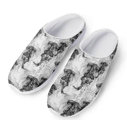 Black And White Jellyfish Pattern Print Mesh Casual Shoes