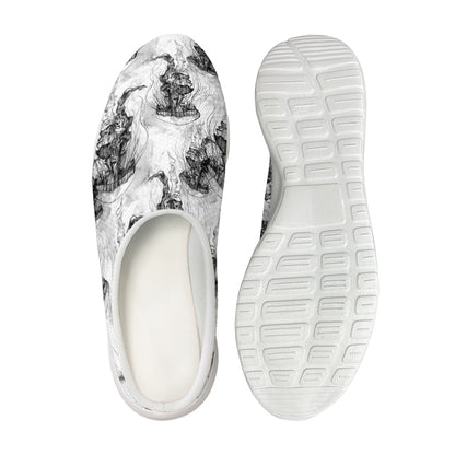 Black And White Jellyfish Pattern Print Mesh Casual Shoes