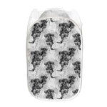 Black And White Jellyfish Pattern Print Mesh Laundry Hamper