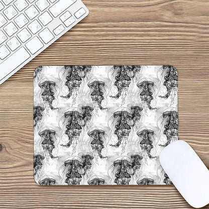 Black And White Jellyfish Pattern Print Mouse Pad