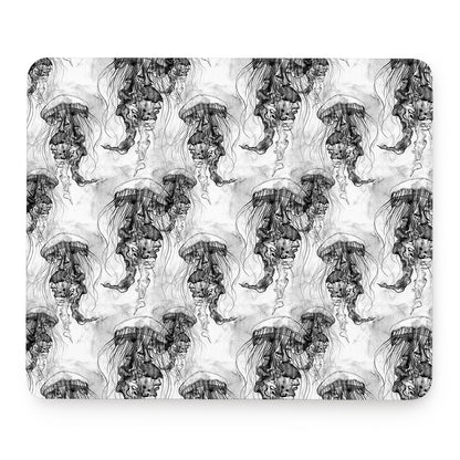 Black And White Jellyfish Pattern Print Mouse Pad