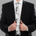 Black And White Jellyfish Pattern Print Necktie