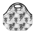 Black And White Jellyfish Pattern Print Neoprene Lunch Bag