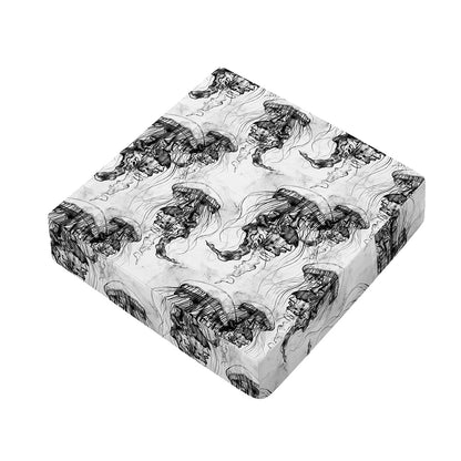 Black And White Jellyfish Pattern Print Outdoor Seat Cushion Cover